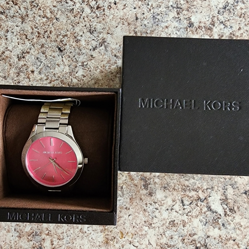 Michael Kors pink & silver ladies watch
